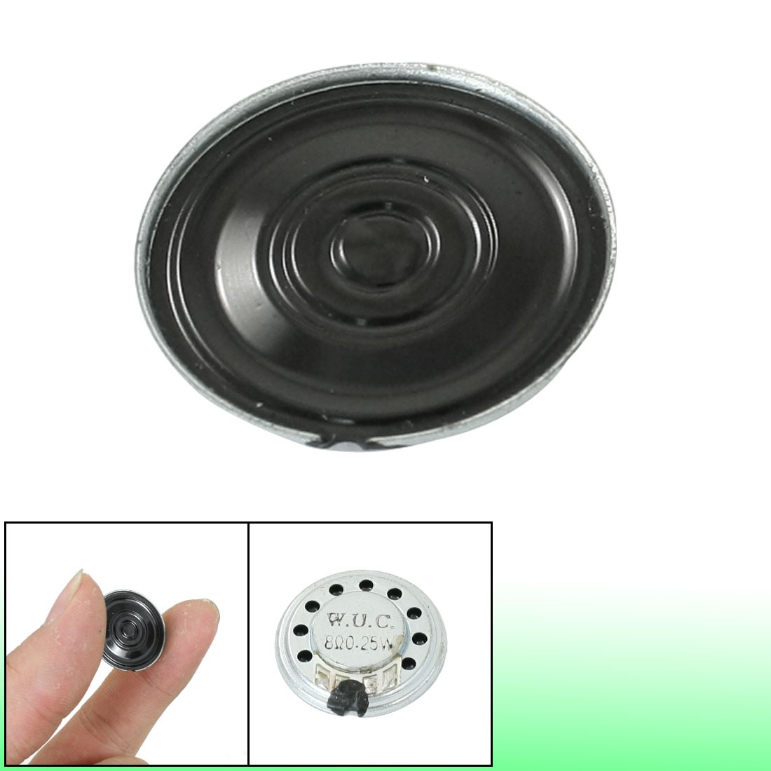 0.25W 8 Ohm Silver Tone Black Aluminum Housing Round Magnet Speaker 20mm Dia