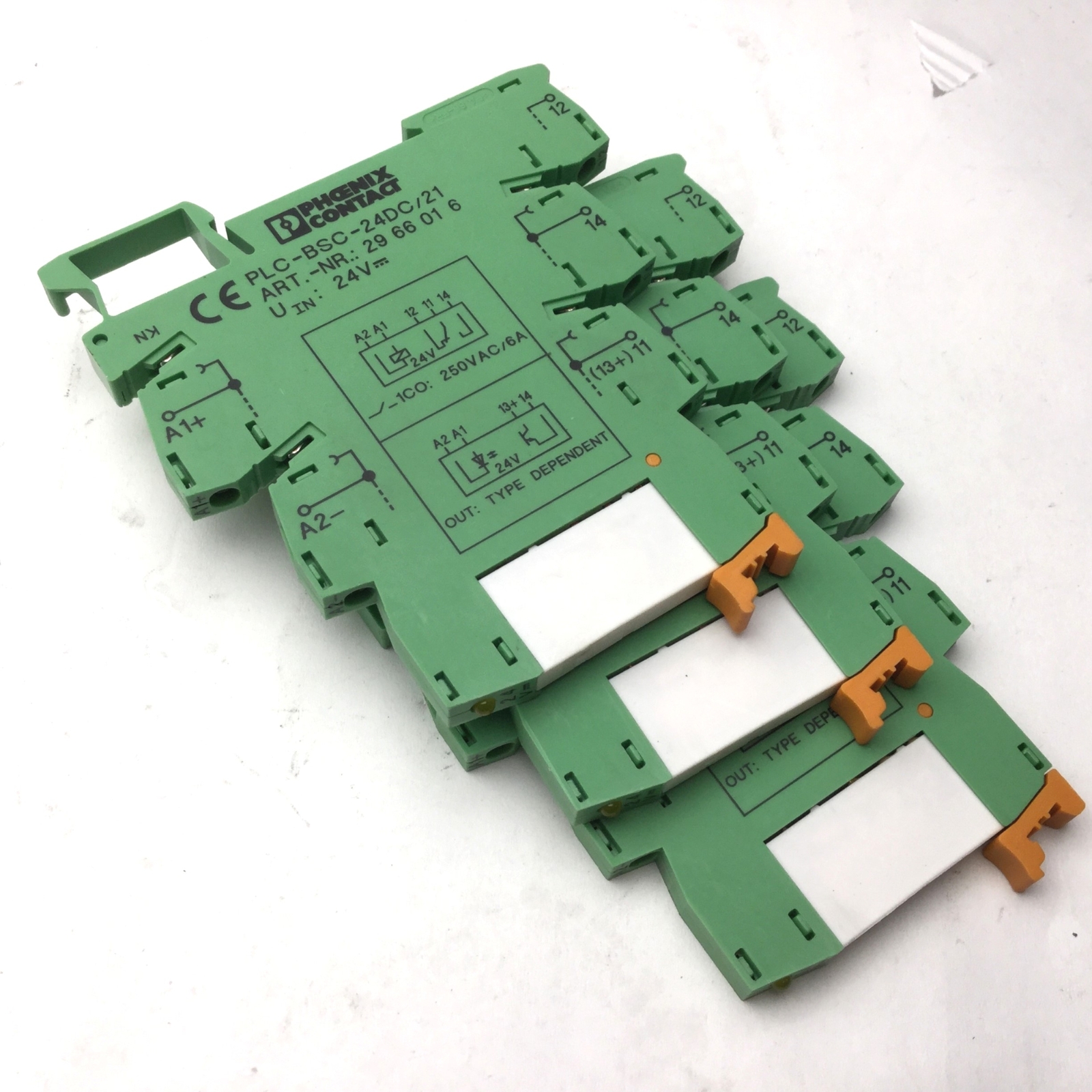 Lot of 3 Phoenix Contact PLC-BSC-24DC/21 Terminal Blocks w/ SPDT Relays 2961121