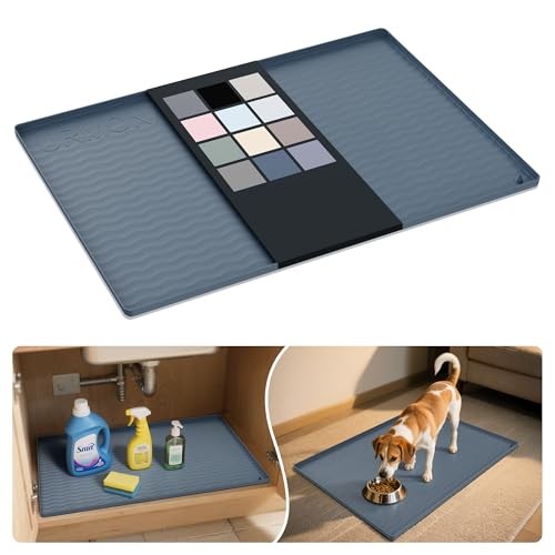 Waterproof Silicone Under Sink Mat 31'' x 22'' Shelf 22"W x 31"L Dark Grey