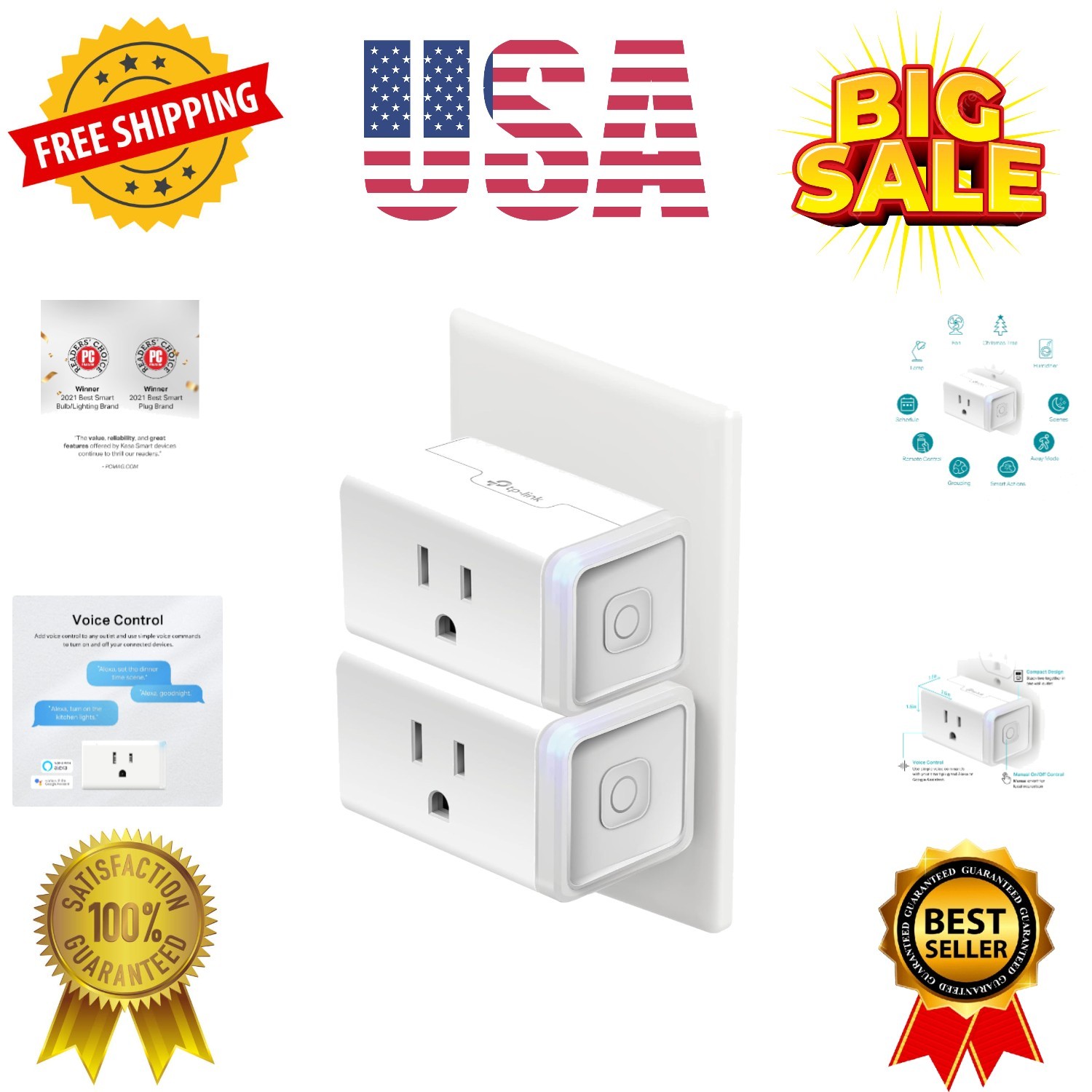 Plug , Smart Home Wi-Fi Outlet Works with Alexa, Echo, Google Home & IFTTT, N...