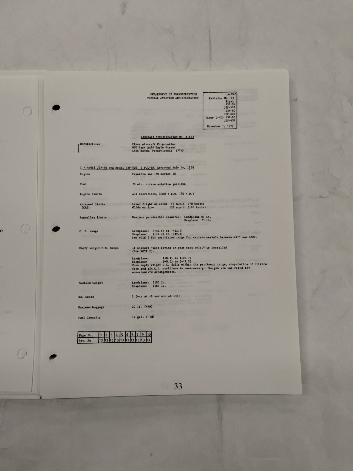 Piper Aircraft Type Specifications Manual-Copy
