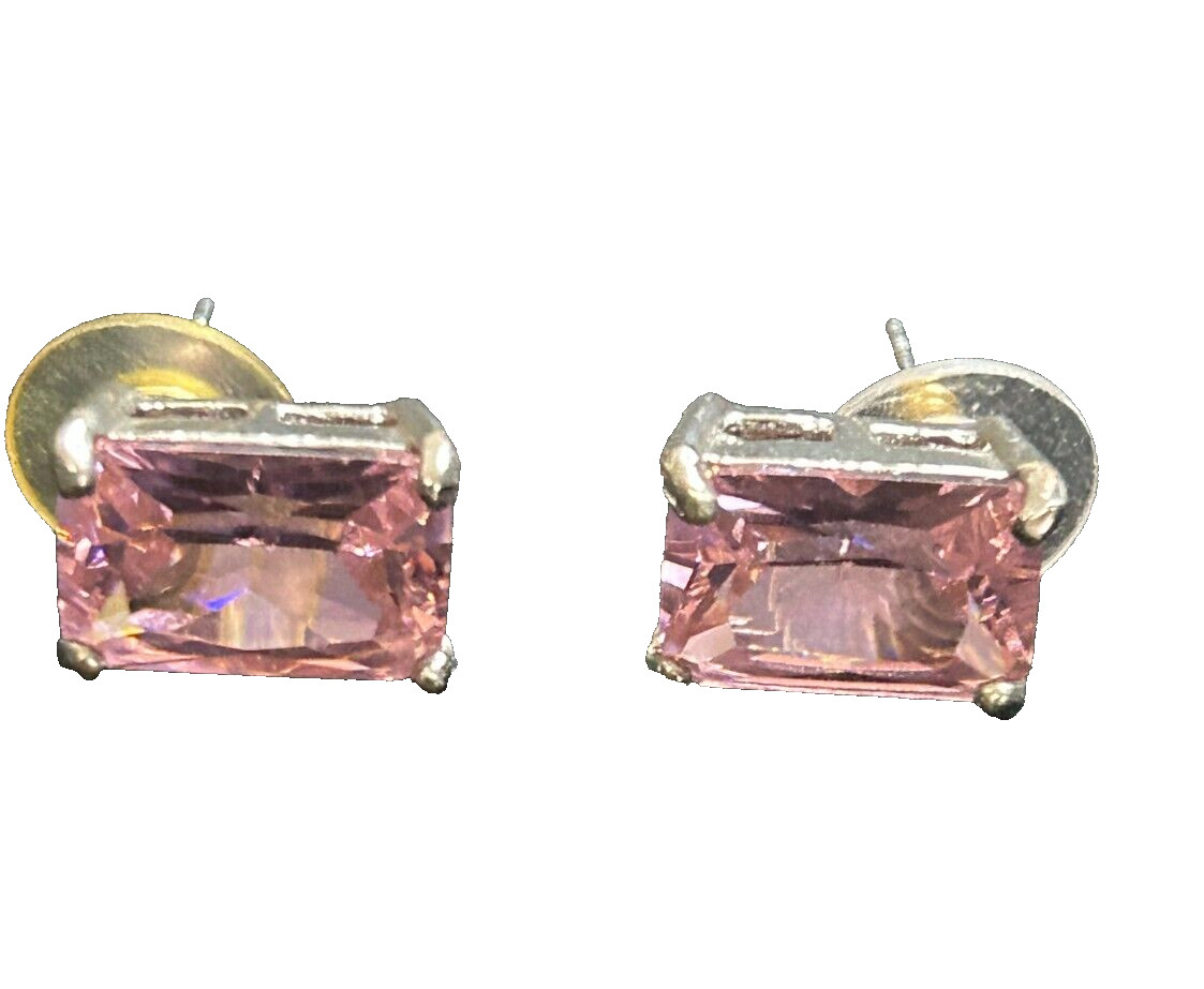 Vintage Large Light Pink Stone Earrings