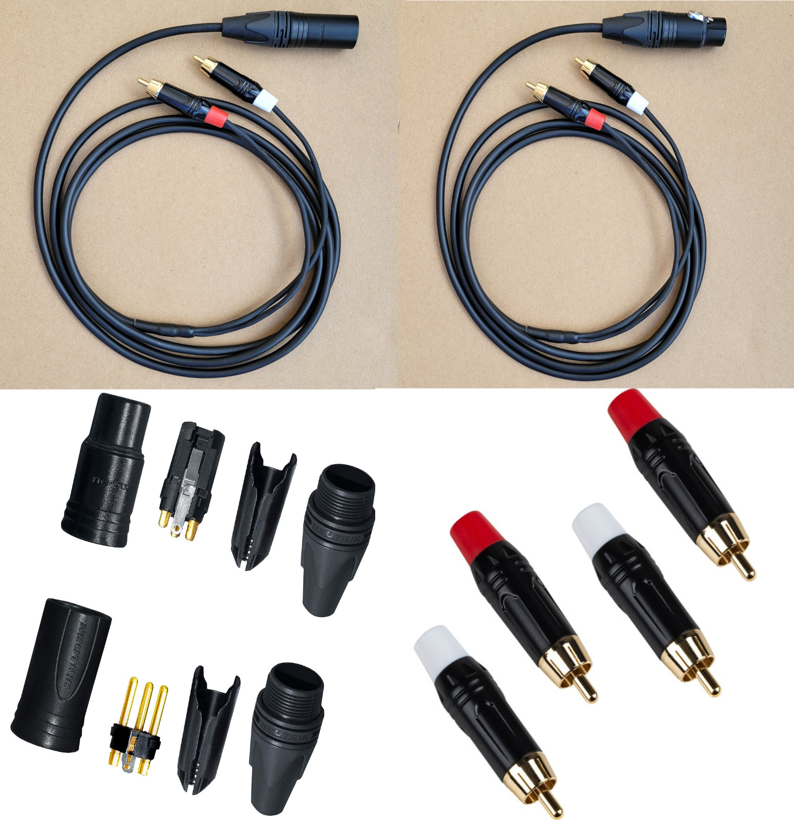 20-100'FT Mogami 2542 Neutrik XLR Male/Female to 2 RCA HI-FI Stereo Audio Sound