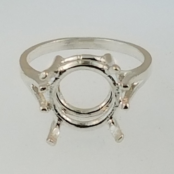 PRE-NOTCHED 12MM ROUND SOLITAIRE RING .925 STERLING SILVER CR284SS