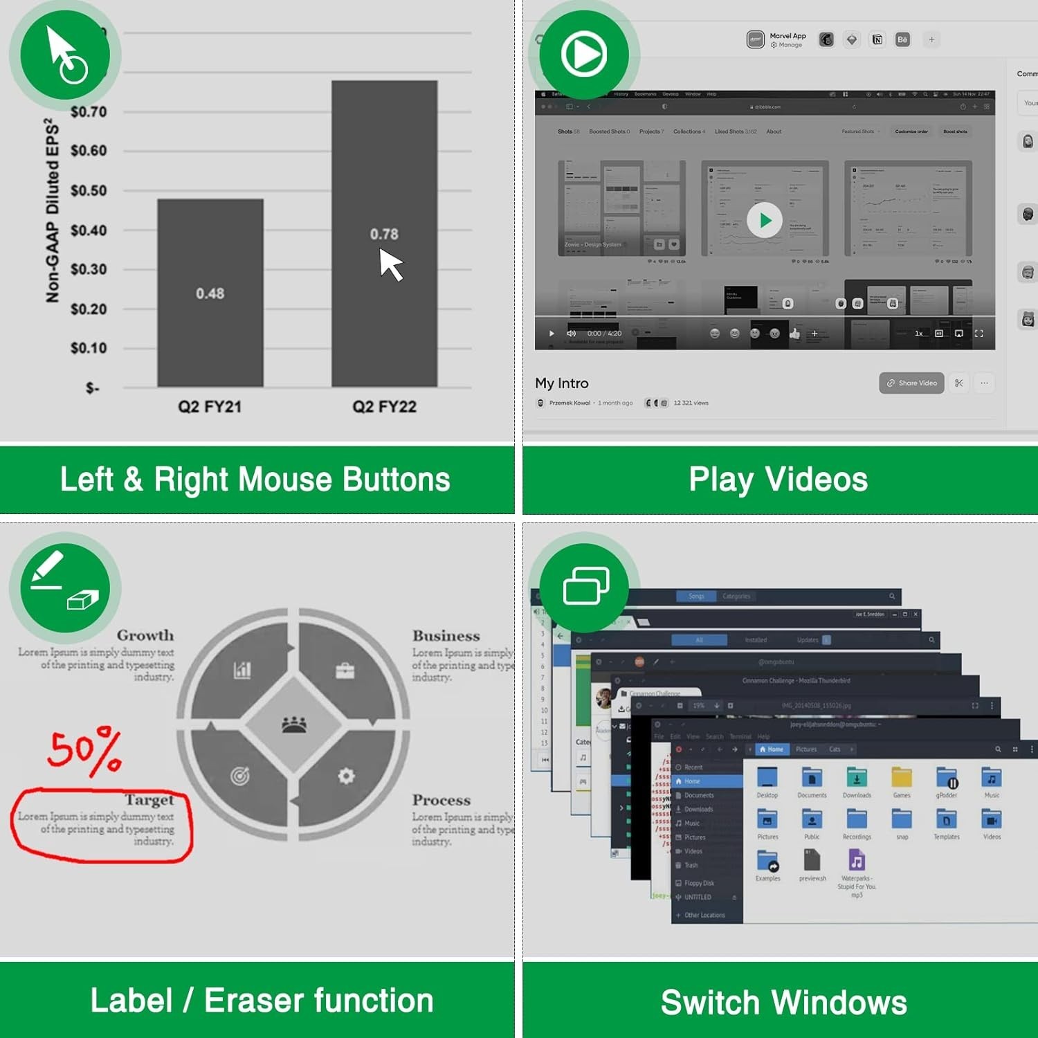 Presentation Clicker Air Mouse Function Wireless Presenter - By DINOSTRIKE
