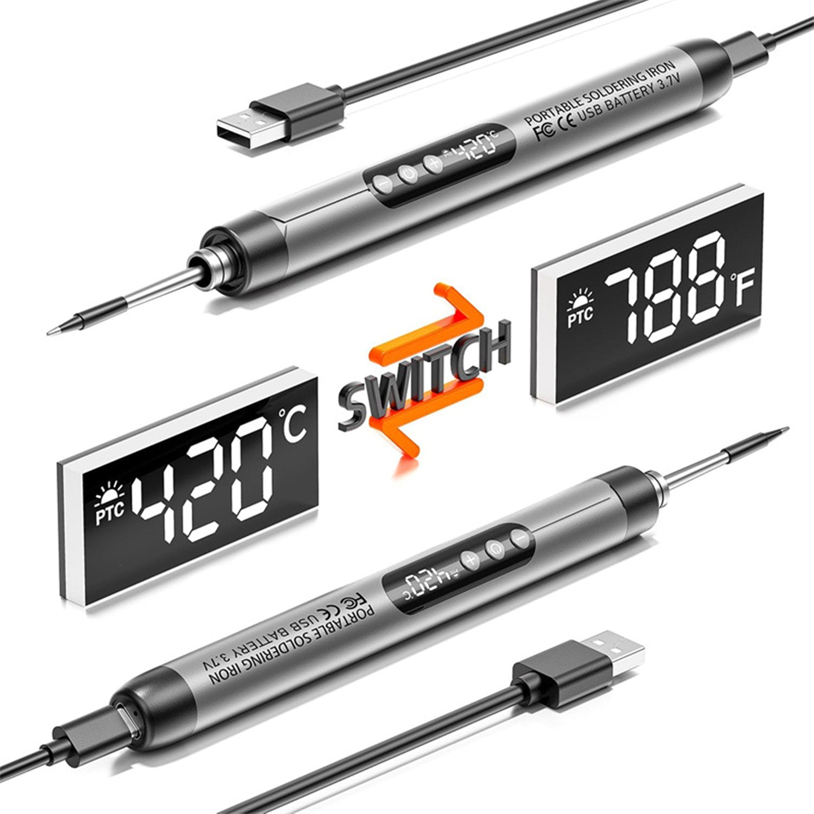 USB Soldering Iron W/LED Digital Display Portable Welding Tool Plug-and-play