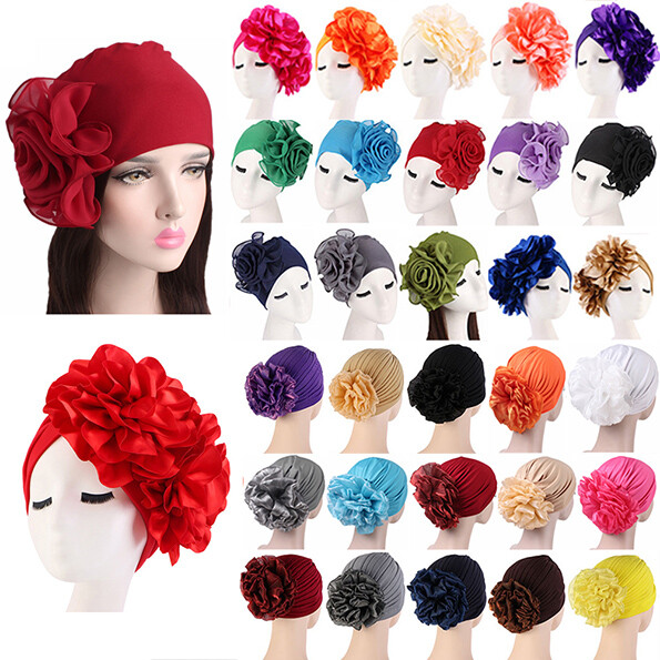 Womens Hair Loss Head Scarf Turban Cap Big Flower Muslim Cancer Chemo Beanie Hat