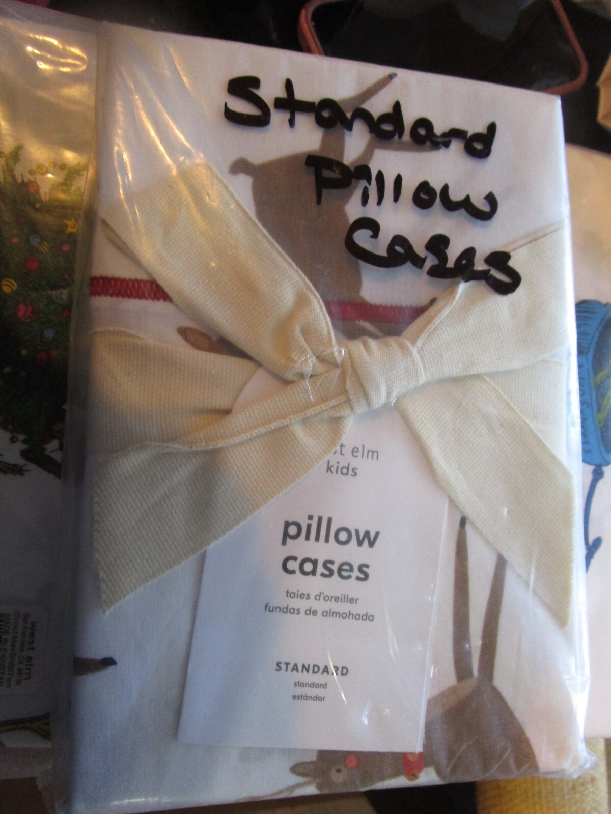 2 West Elm Kids Reindeer Friends standard Christmas pillowcases New