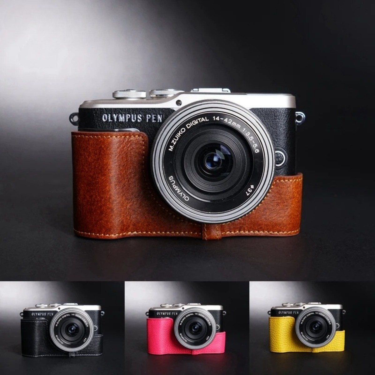 Genuine Leather Camera Half Case Cover Box Base Bodysuit for Olympus EPL9 E-PL10
