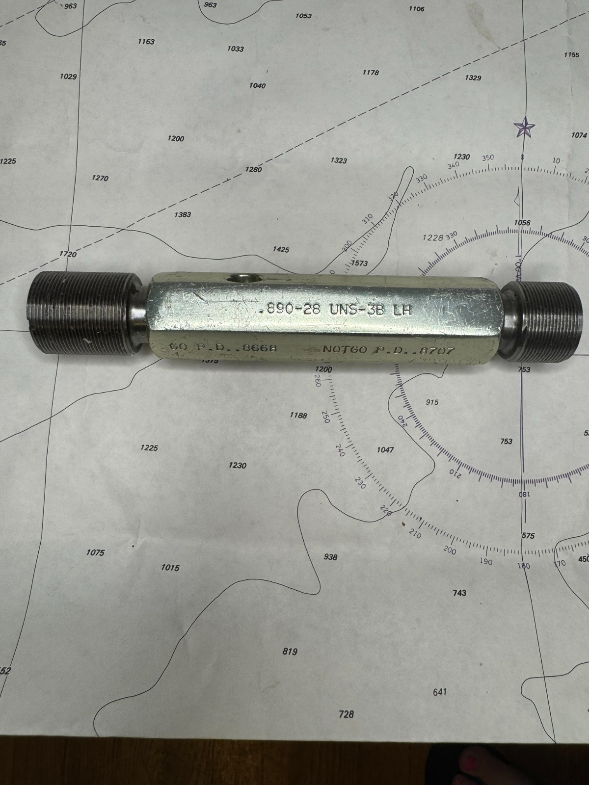 .890-28 UNS-3B THREAD GAGE GO PD.8668, NO GO PD .8707 LEFT HAND SOUTHERN GAGE