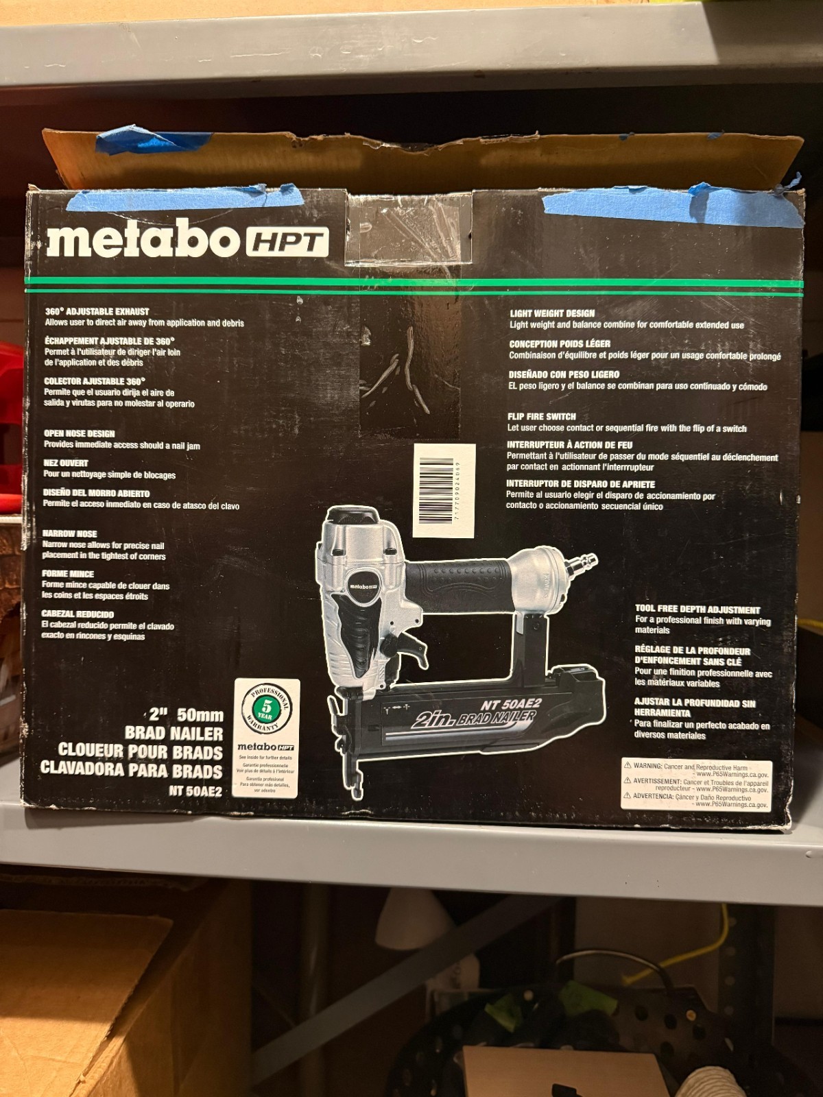 Metabo HPT NT 50AE2 2" Brad Nailer Pneumatic Nail Gun with Case