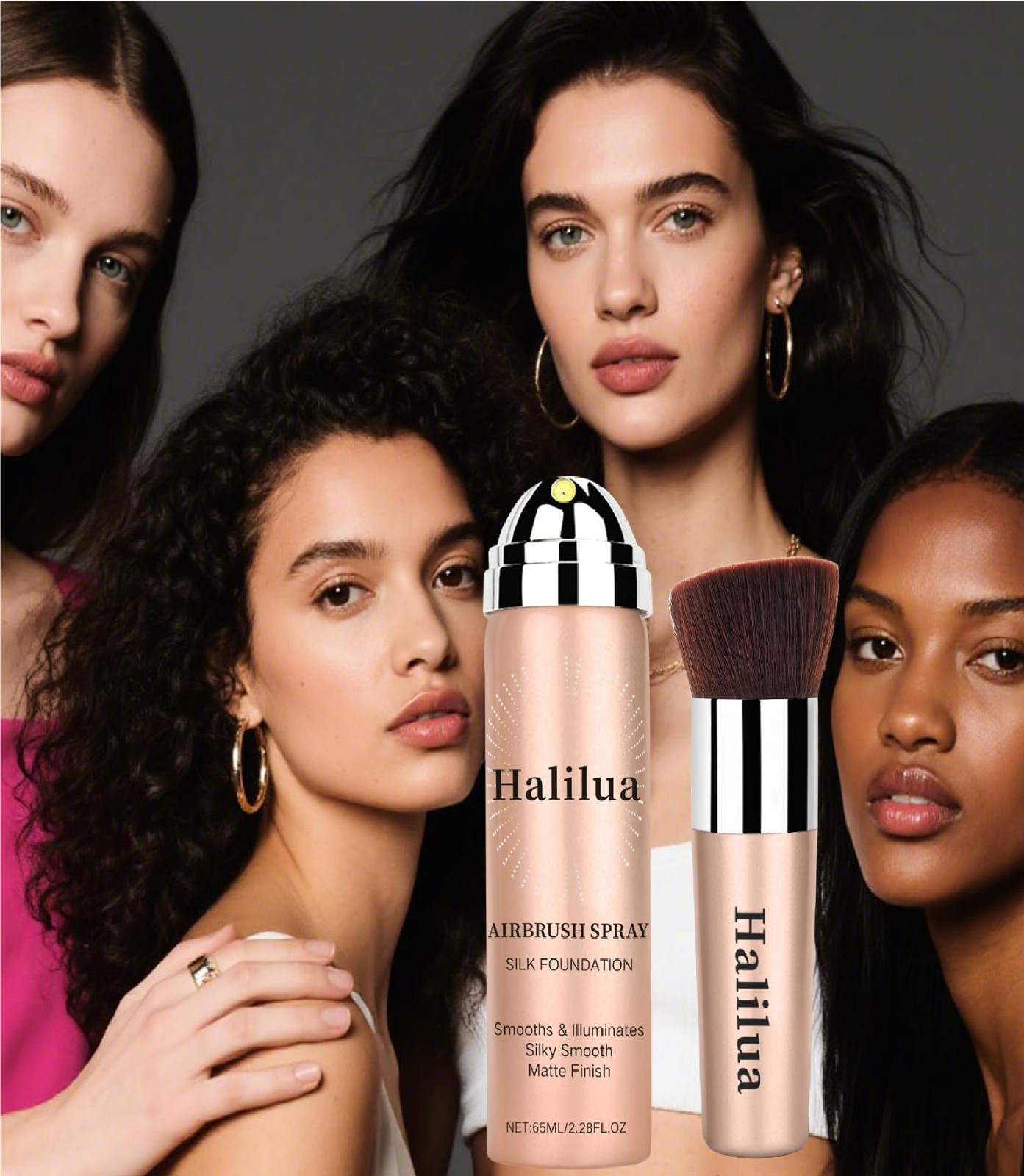 Airbrush Foundation Spray with Brush - Full Coverage Magic Minerals Airbrush Fou