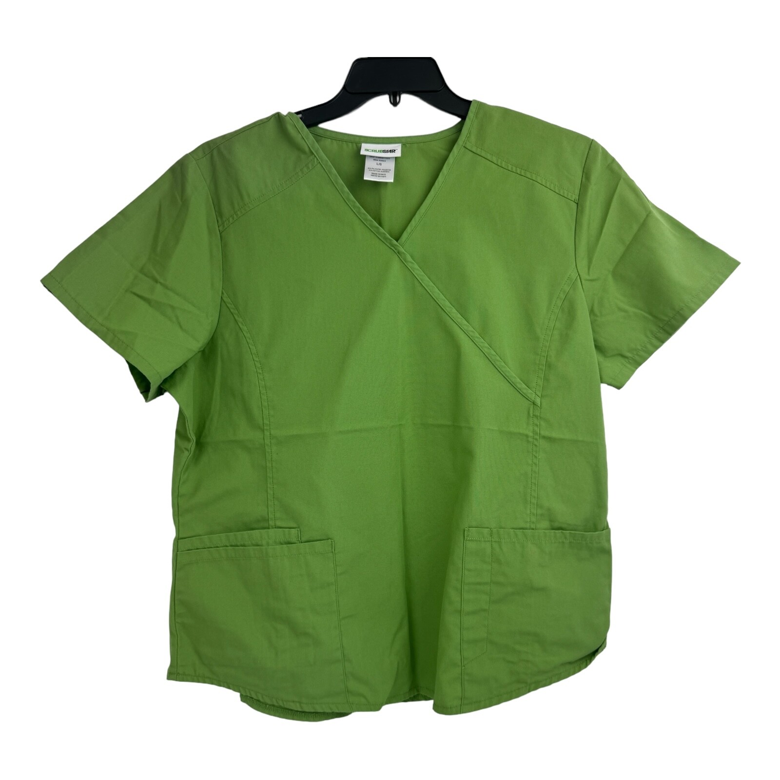 Scrub Star Size L Scrub Top Green With Pockets Medical Nurse Large