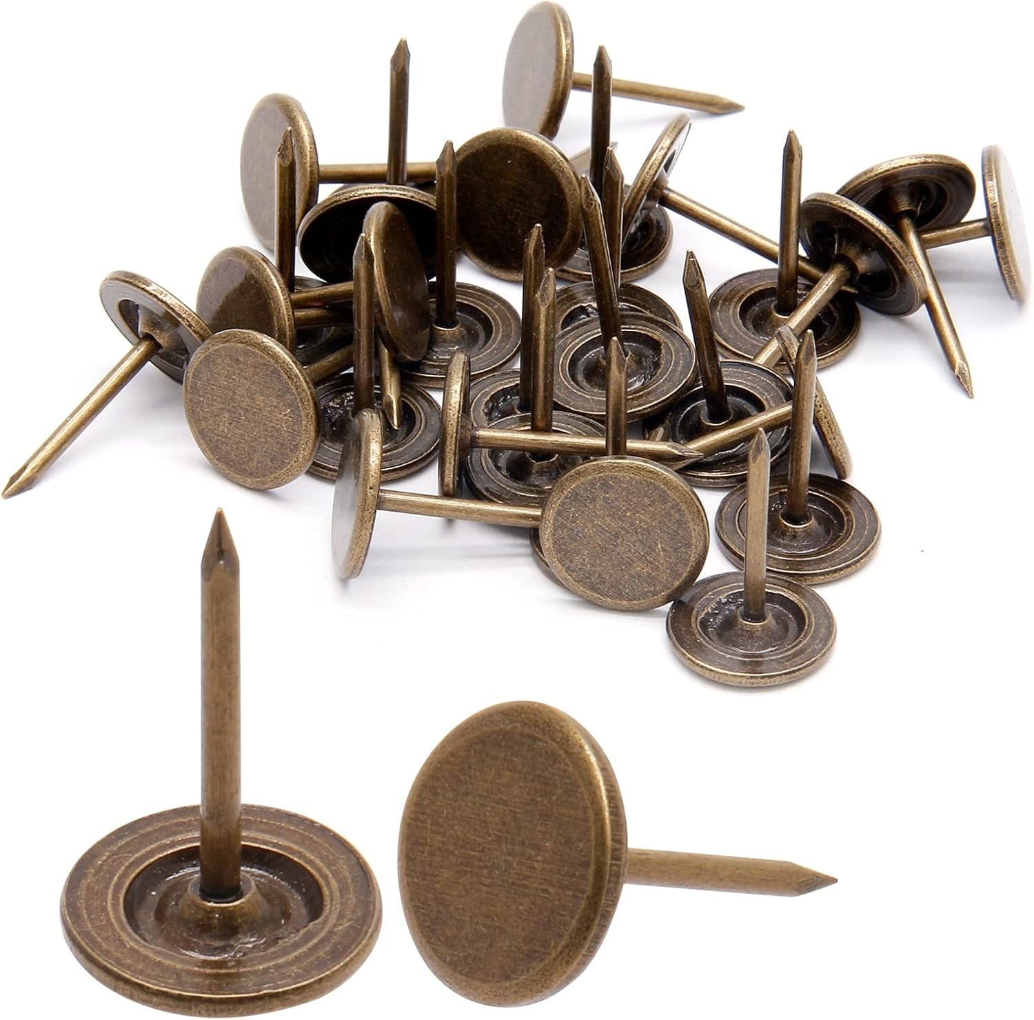 Bronze Flat Head Thumb Tacks - 100 Rust-Resistant Decorative Pins for Crafts