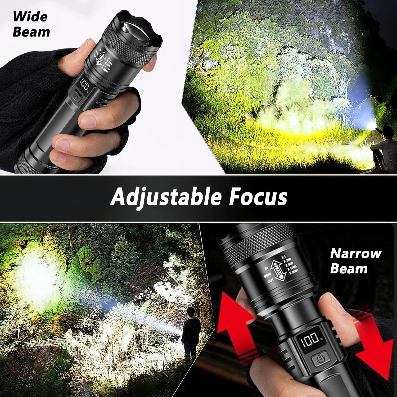 Super-Bright LED Tactical Military LED Flashlight Torch 5 Modes Zoomable