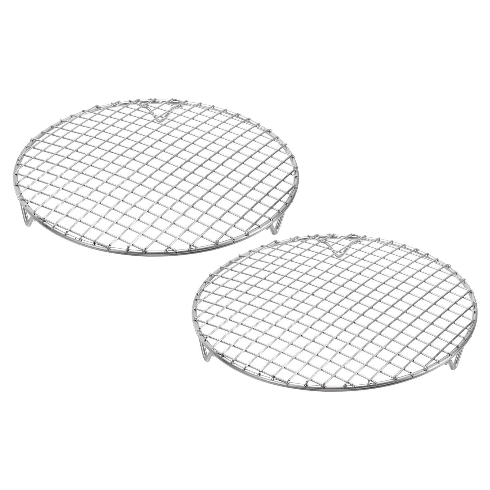 2 Pcs Round Cooking Rack with Legs, Dia 9.8 Inch Barbecue Grill, Silver