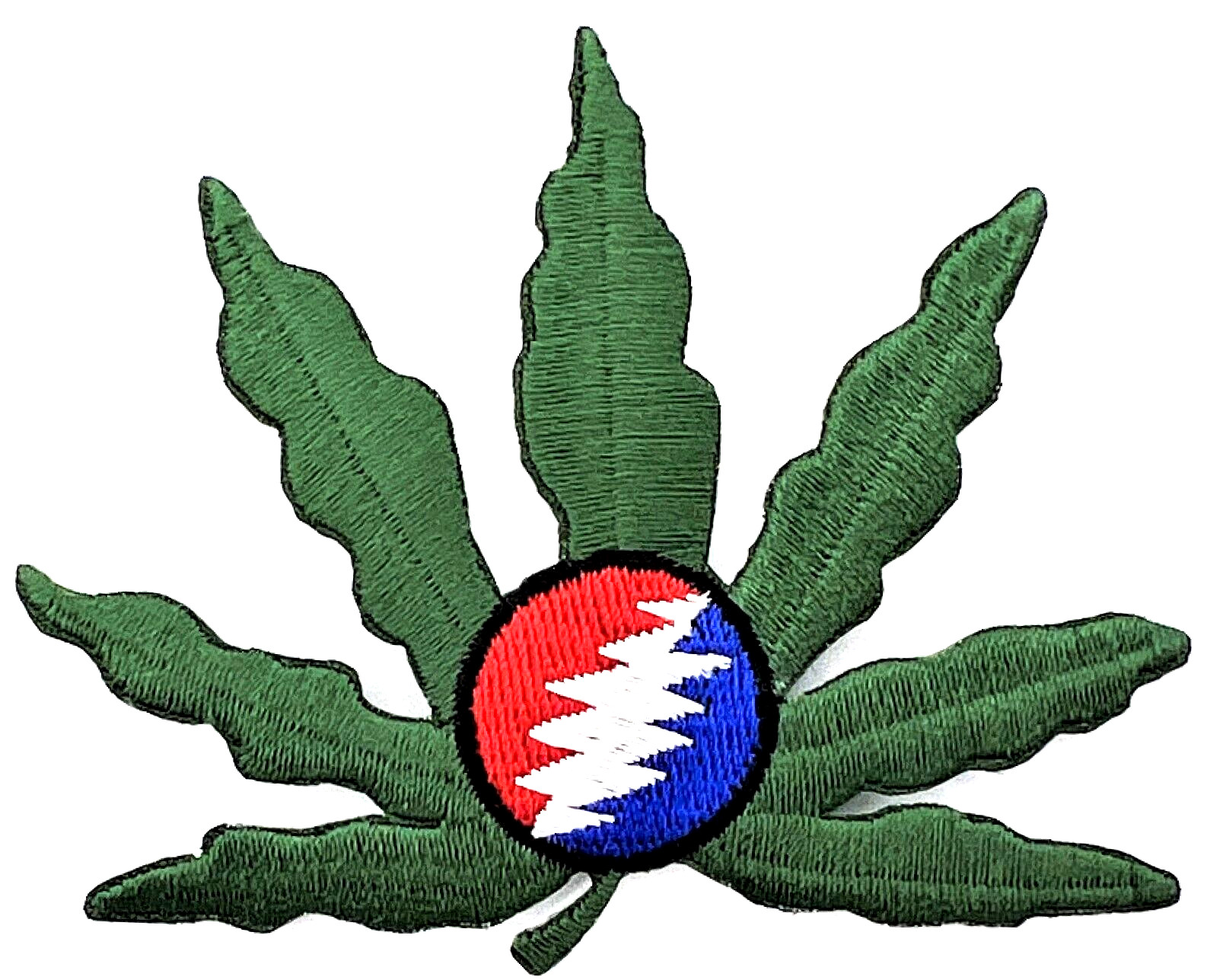 Grateful Dead Pot Leaf Bolt Embroidered Rock Iron on Patch Applique