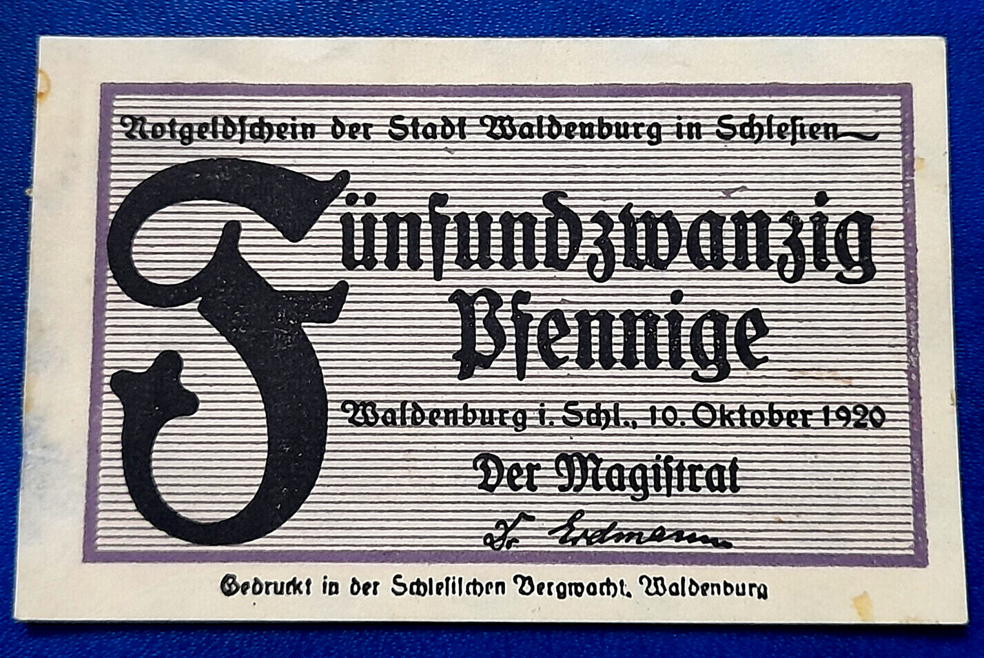 WALDENBURG (WAŁBRZYCH) NOTGELD 25 PFENNIGE 1920 EMERGENCY MONEY GERMANY (31316)