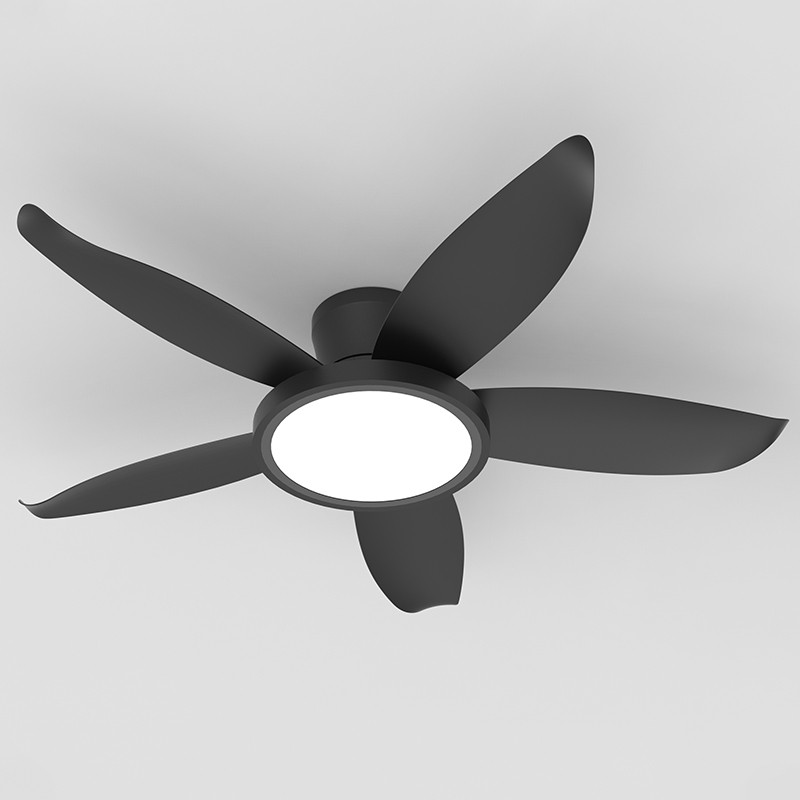 42" Low Profile Black Ceiling Fans with LED Light Flush Mount Remote APP Control