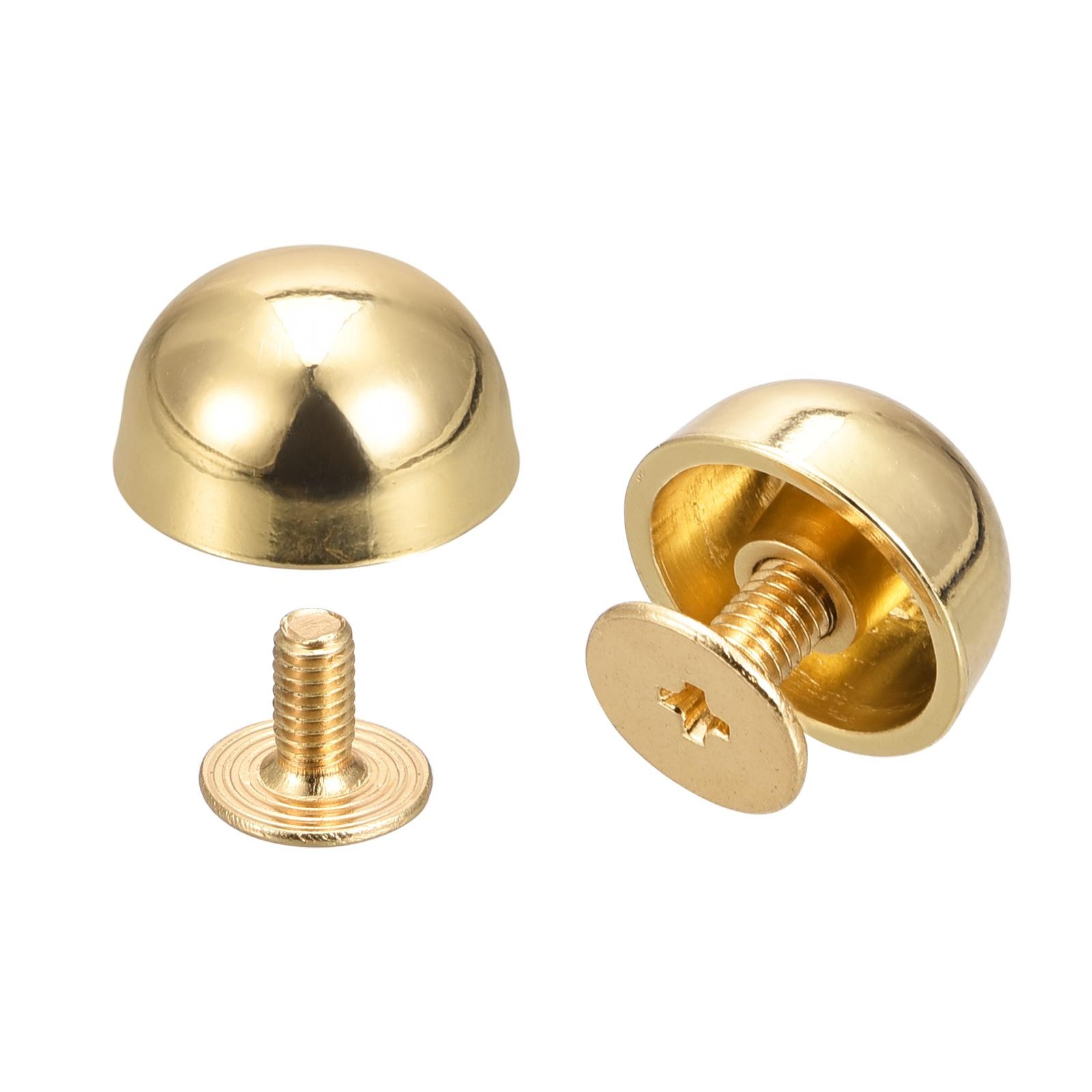 12x7mm Screw Back Rivets Hollow Round Head Leather Studs Gold Tone 10 Set