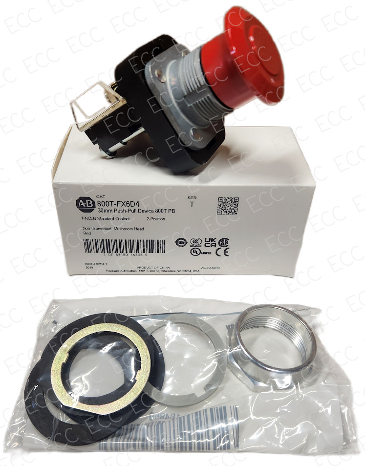 New Allen-Bradley 800T-FX6D4 * Push-Pull Device, Red, Non-Illuminated