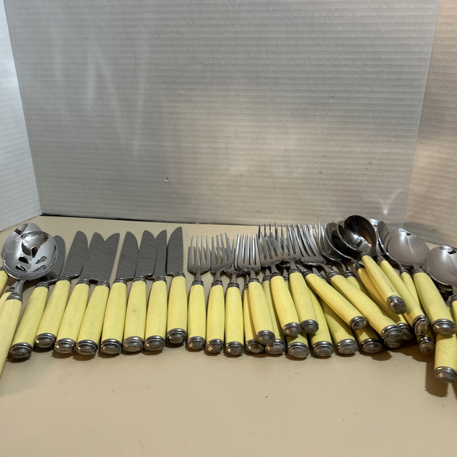 45 Piece Nautica Stainless Steel Flatware Yellow Handles