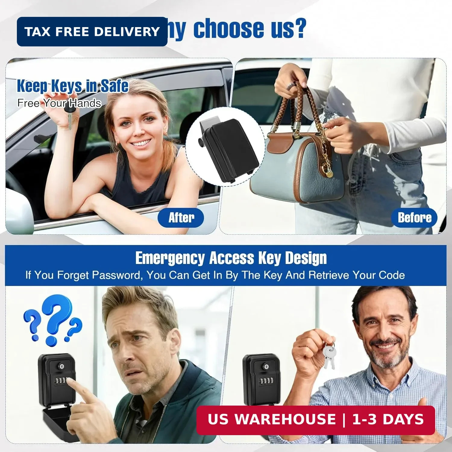 2026 Upgrade Car Key Lockbox, Window Mount box, Car Window Punch Button Lock Box