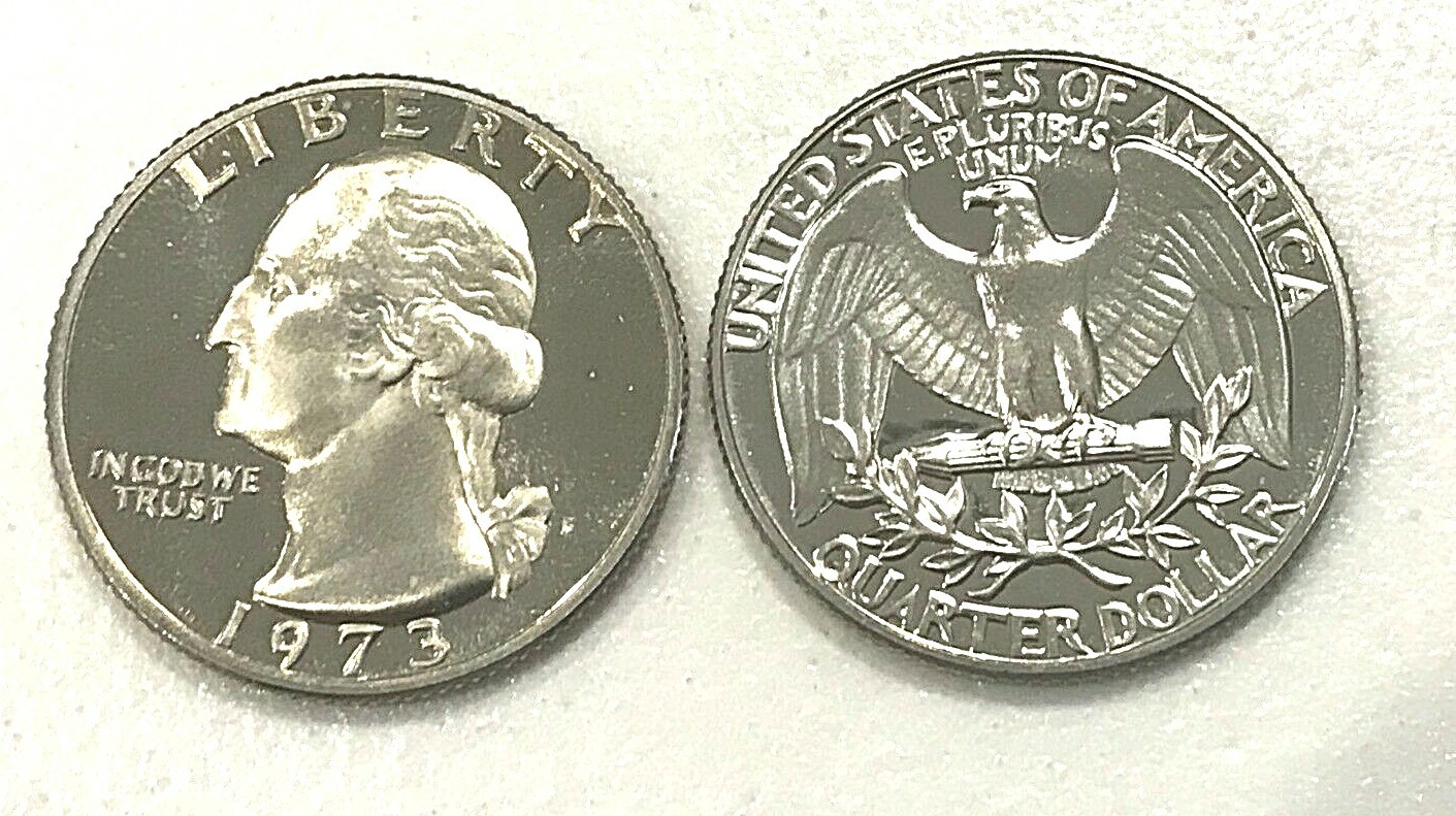 1973 P D S GEM UNCIRCULATED WASHINGTON QUARTER + PROOF (3 COINS)