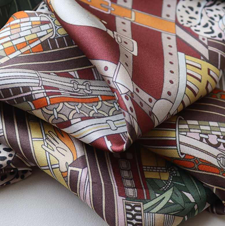 100%Twill Silk 35'' Square Scarf Bandanna Women Neckerchief Wrap bookshelf Print