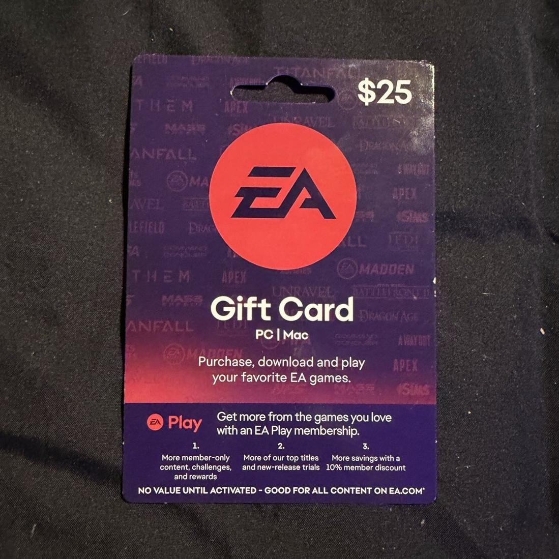 EA Gift Card $25 for PC & Mac Games, Scratch-Off PIN, No Expiration Date