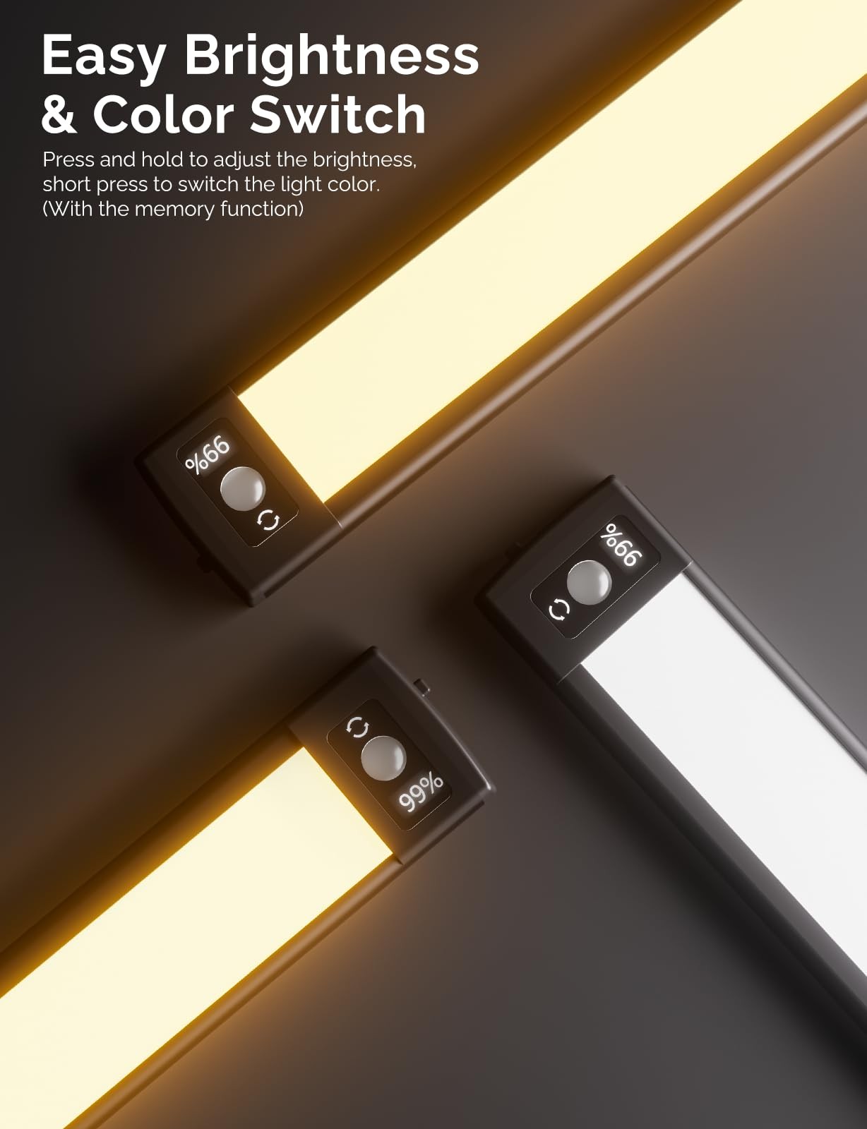 Under Cabinet Lighting with Numeric Display,3 Color Temps&Dimmable Lights, Un...