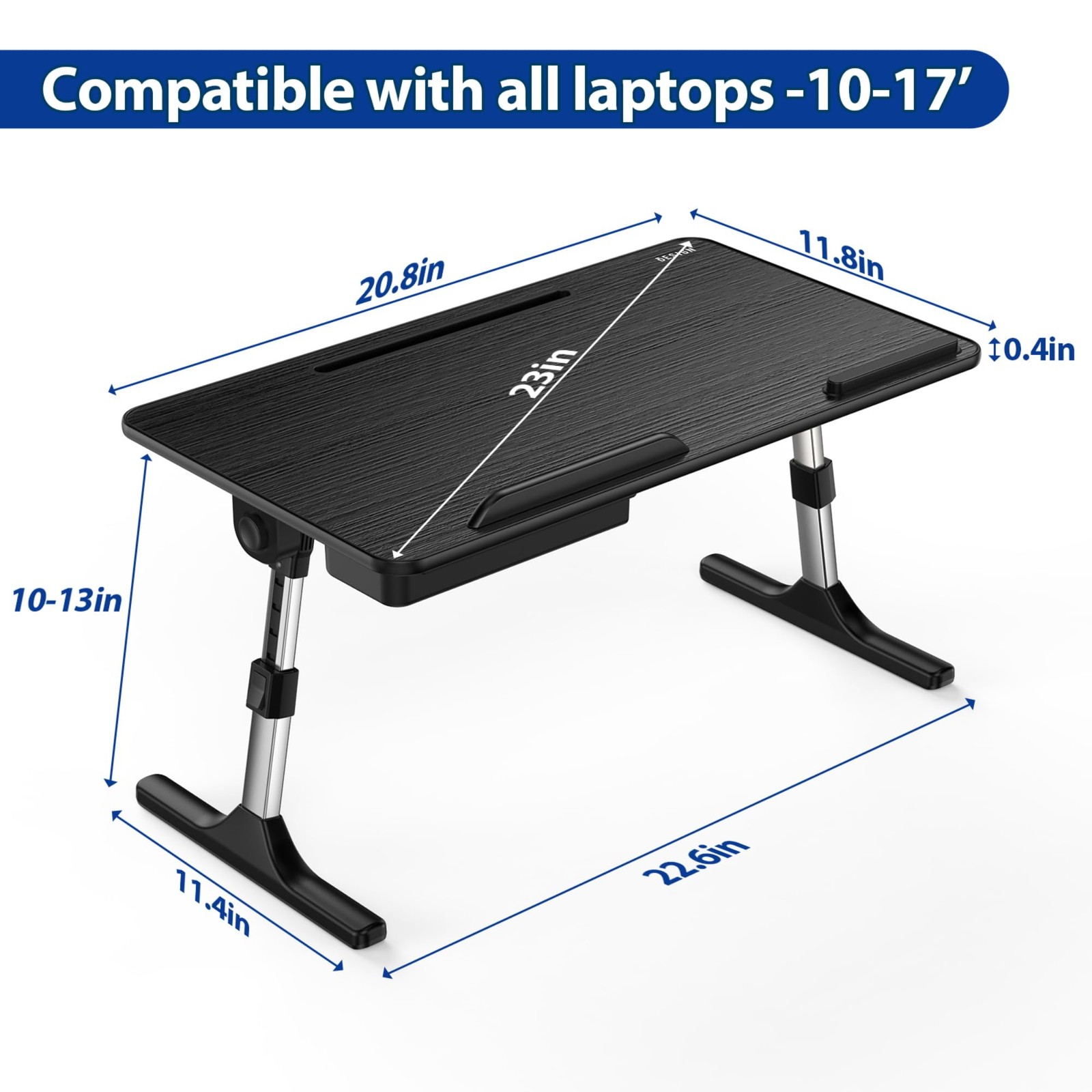 LT05 Adjustable Laptop Table, Lap Desk, Portable Standing Bed Desk, Foldable ...