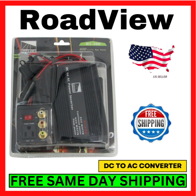 RoadView RI-300 DC to AC Power Inverter 12V To 115V 600W Compact Video/Audio Car