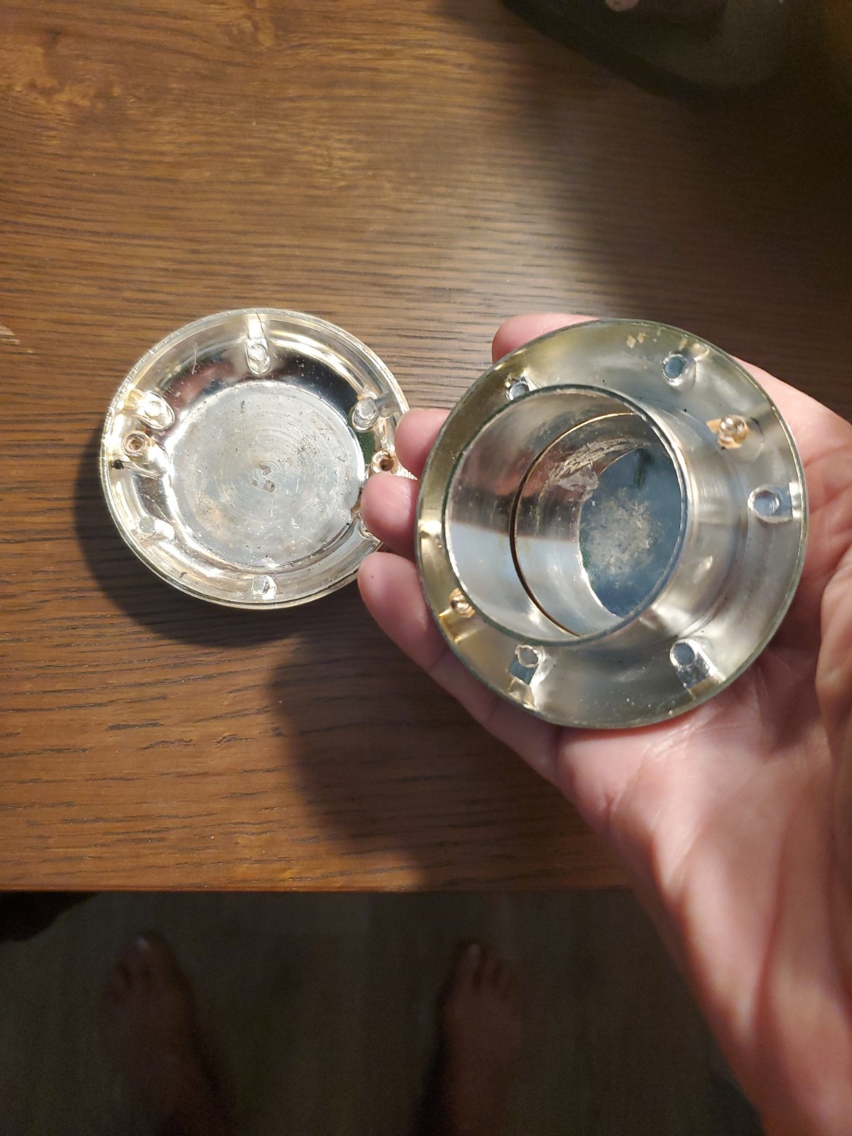 Vintage silver plated tea light holder/trinket box