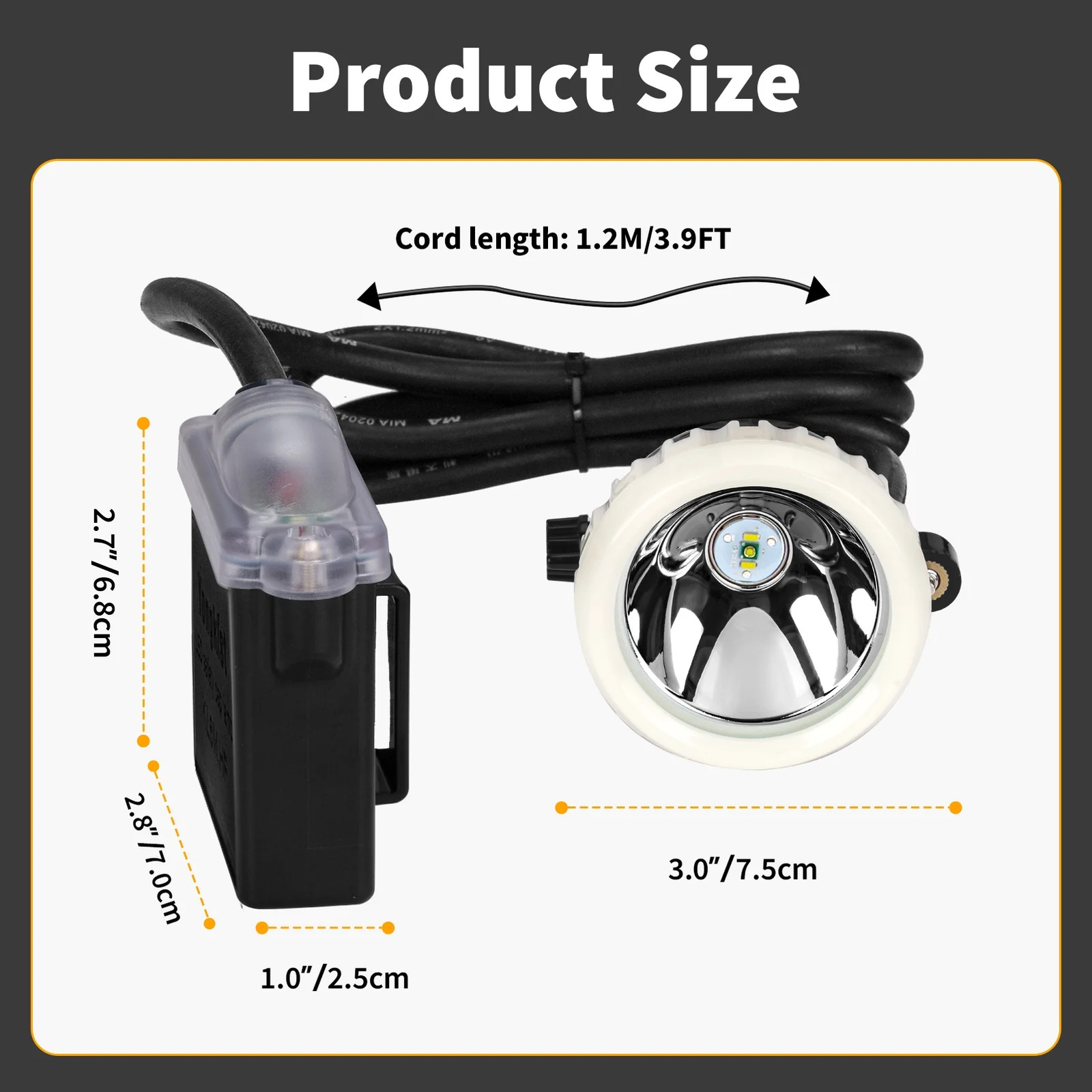 Rechargeable Mining Headlight 1+2 LED Superbright Mining Headlamp Hard Hat Lamp