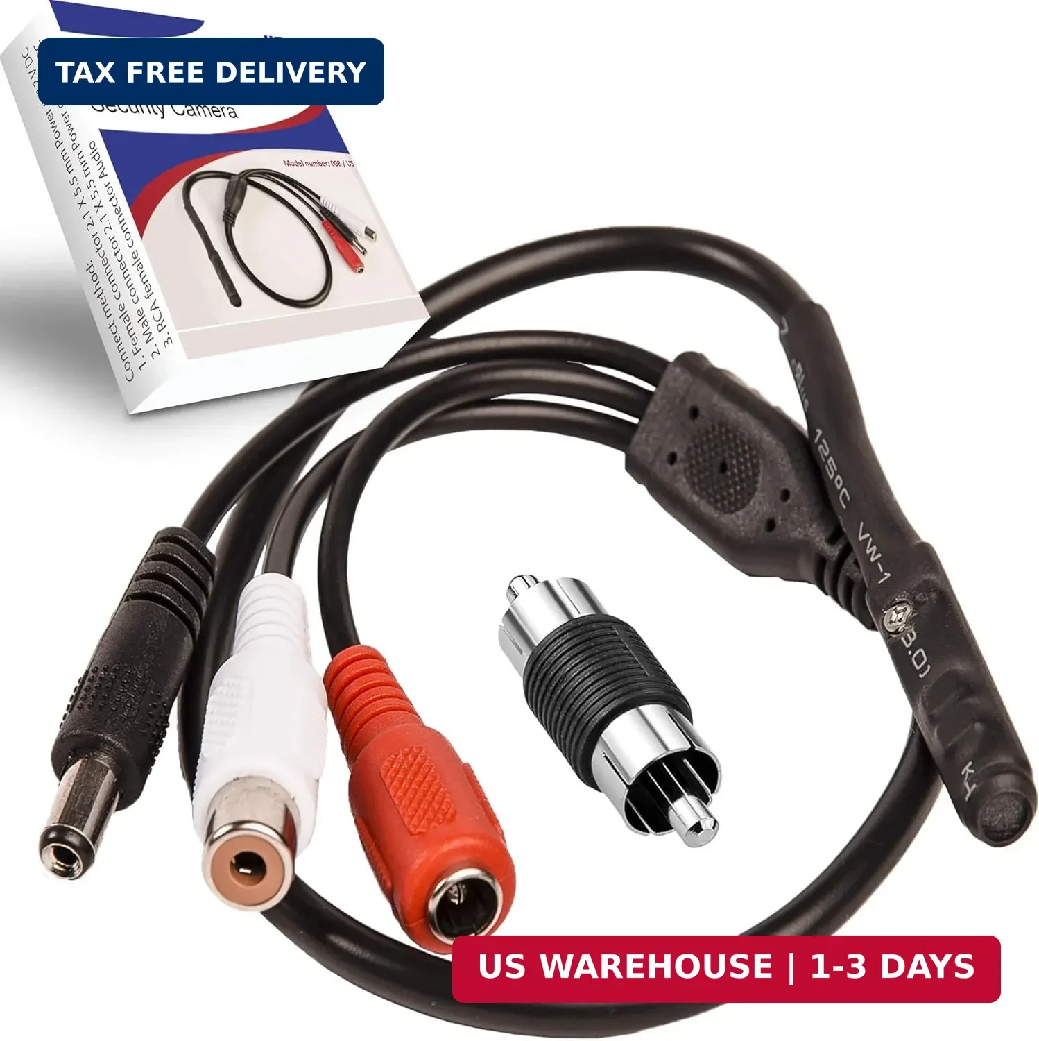Outdoor CCTV Microphone for Security Camera - RCA Audio Surveillance Mic (1 Pack