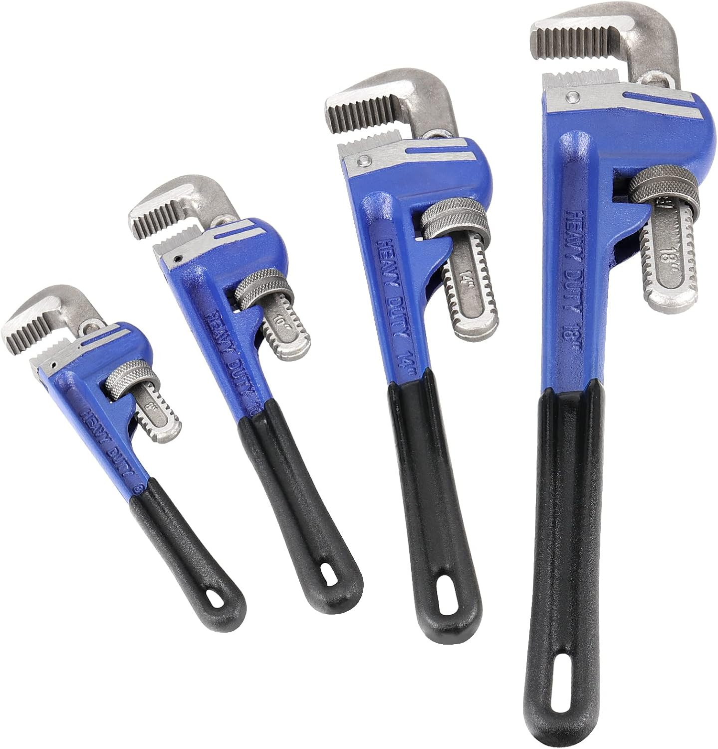 4 Pack Adjustable Pipe Wrench Set 8 10 14 18 Inch Heavy Duty
