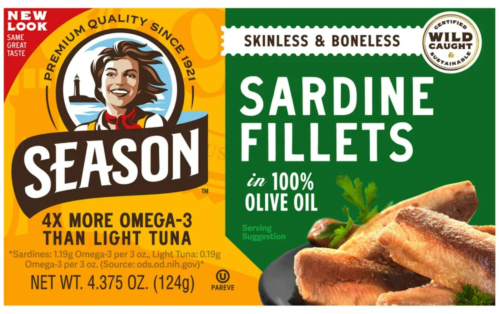 Season's Skinless and Boneless Sardines in Pure Olive Oil 12 case