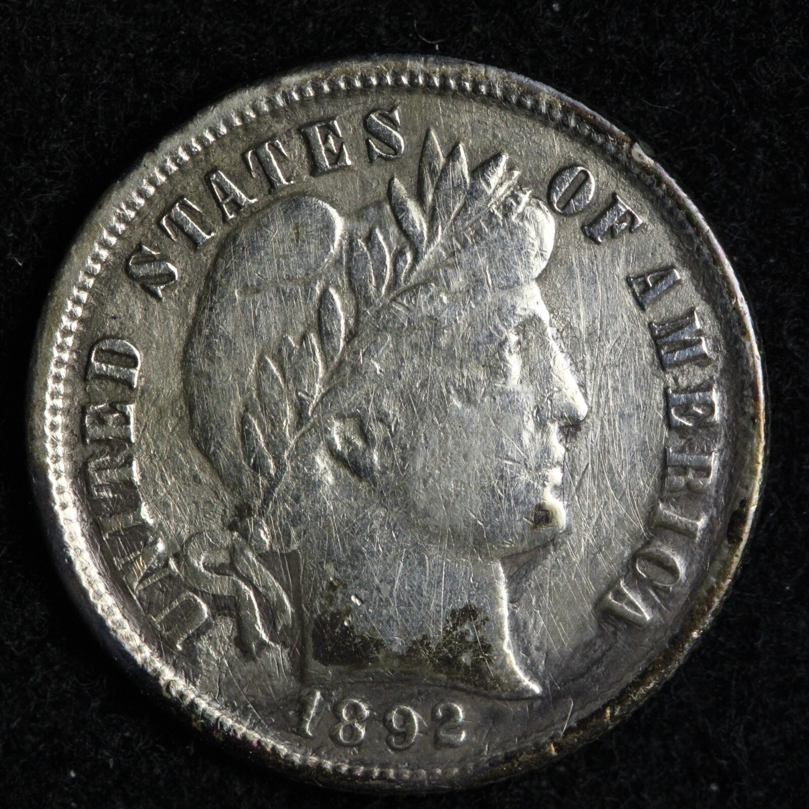 1892 Barber Silver Dime XF E244 RACK