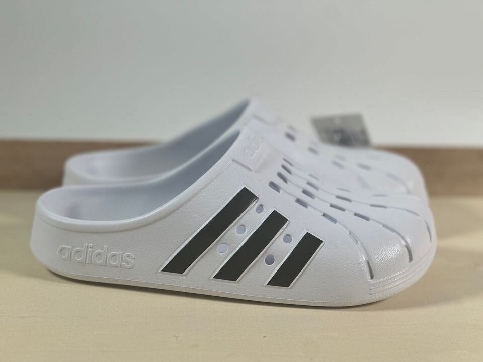 Adult adidas Adilette Clogs - White/Black