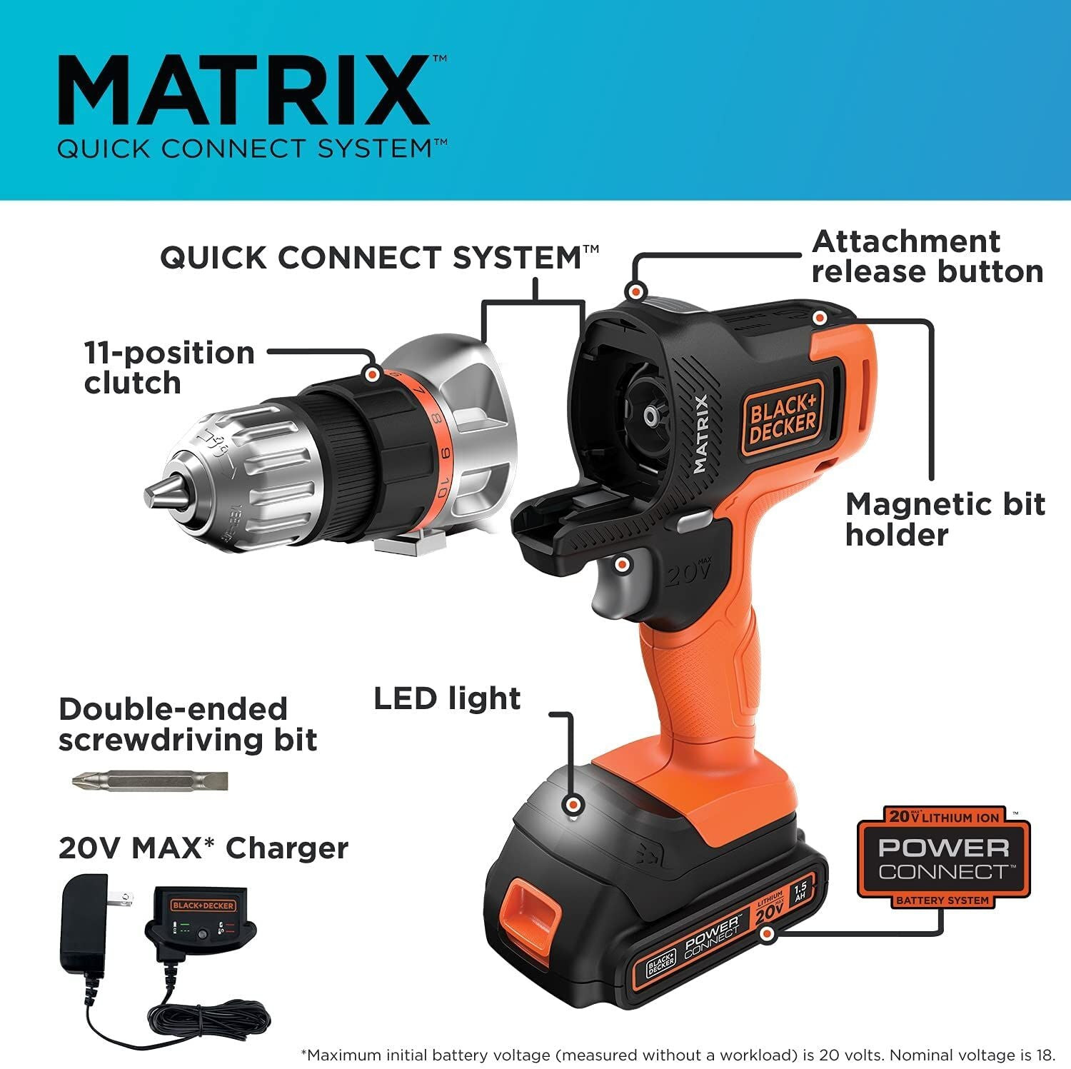 BLACK+DECKER 20V MAX* Matrix Cordless Drill/Driver - BDCDMT120C