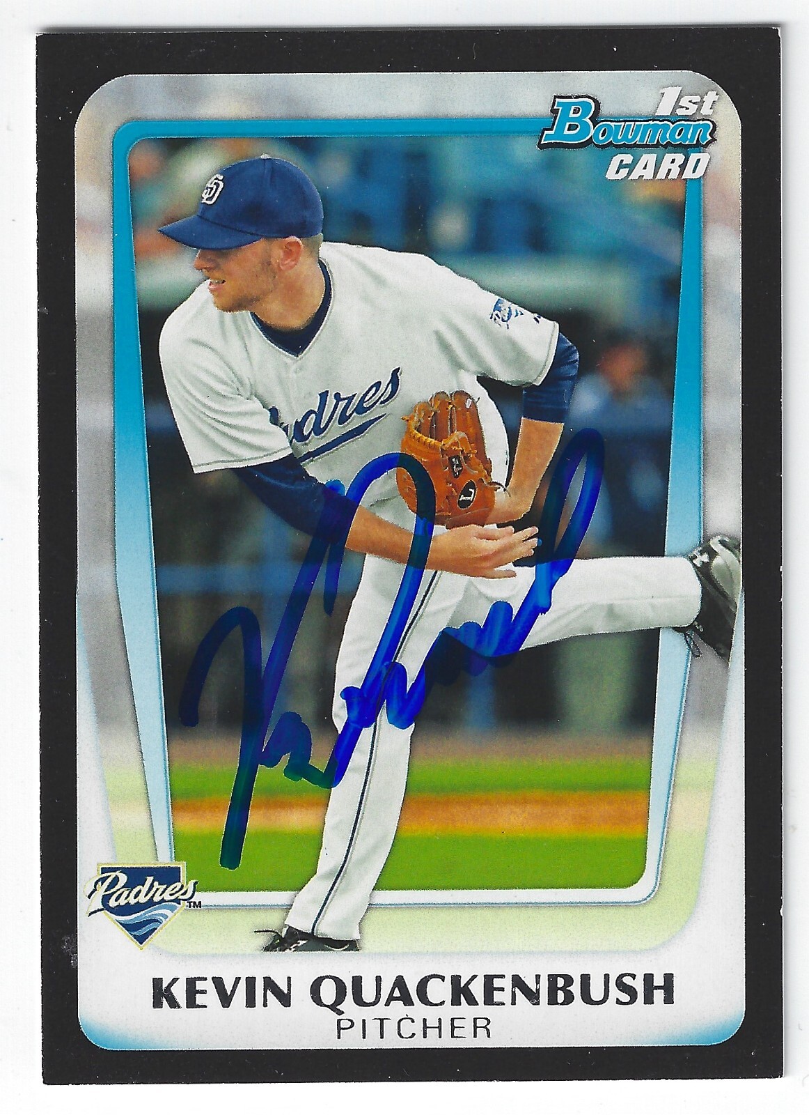 KEVIN QUACKENBUSH SAN DIEGO PADRES SIGNED BOWMAN BASEBALL CARD CINCINNATI REDS