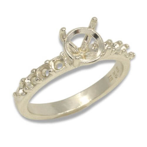 Round Basket Head Accented Pre-notched Ring Mounting