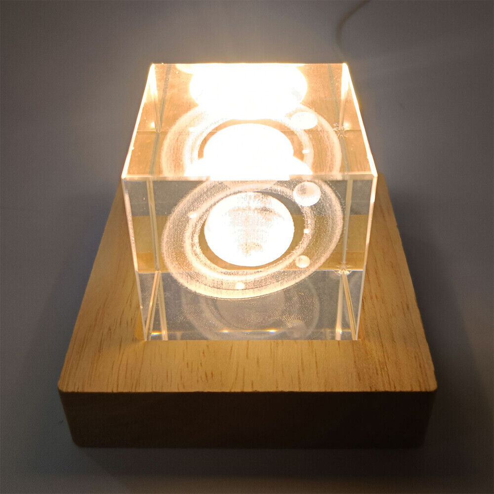2pcs LED Light Adjuatable COLOR Square Solid Wood Base Holder USB Lamp Display