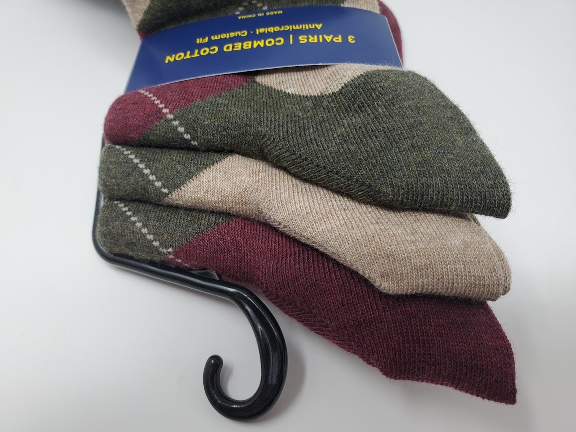 Polo Ralph Lauren Men's Socks Dress Argyle Crew 3 pack Socks, 10-13, Multi-Color