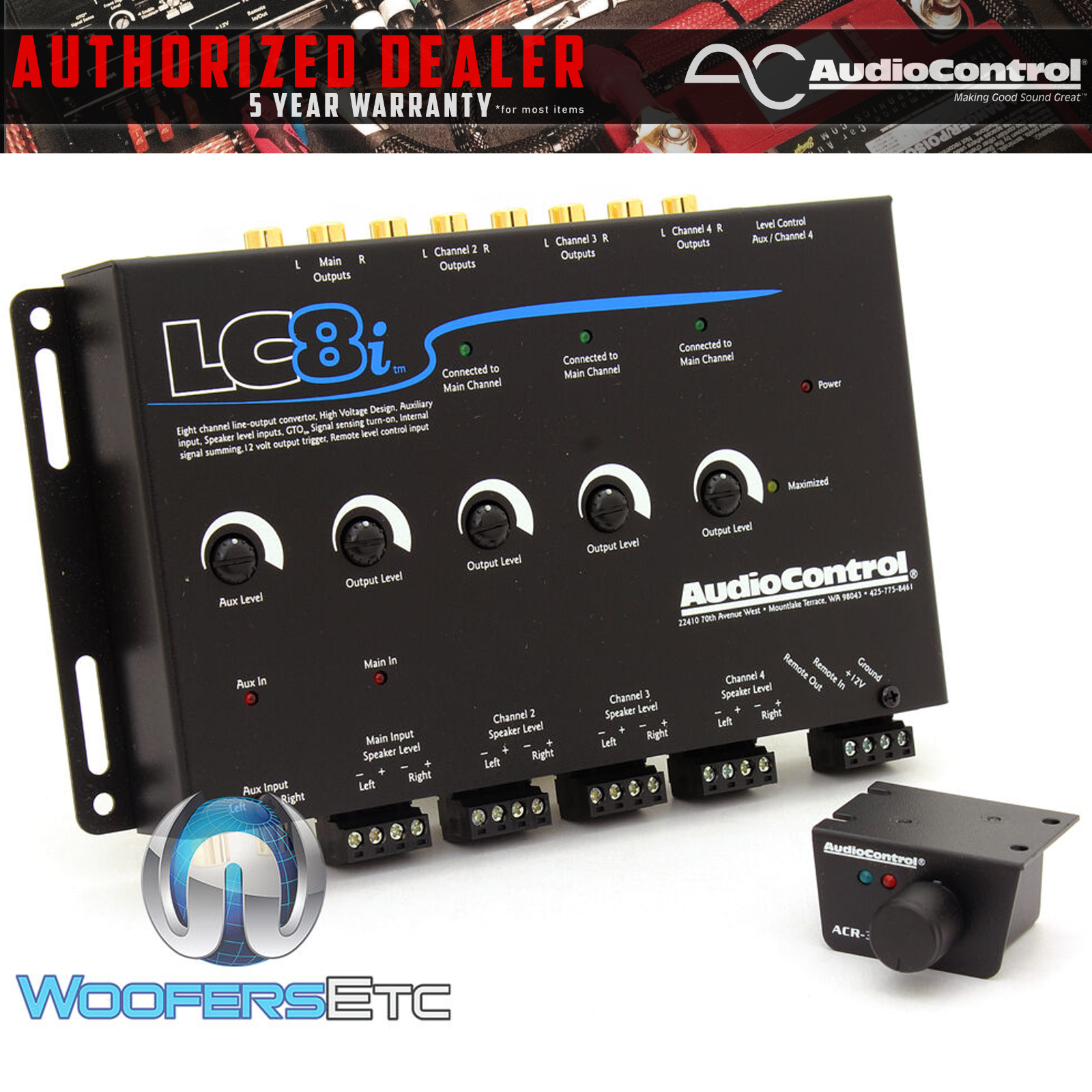 BLACK LC8i AUDIO CONTROL 8 CH. LINE OUTPUT CONVERTER AUXILIARY INPUT for IPOD