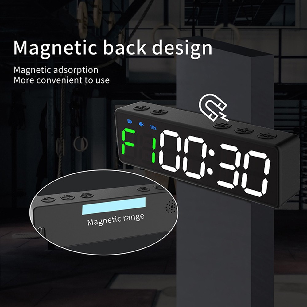Mini Gym Timer Rechargeable Stopwatch Portable Countdown/up Clock With Magn QDER