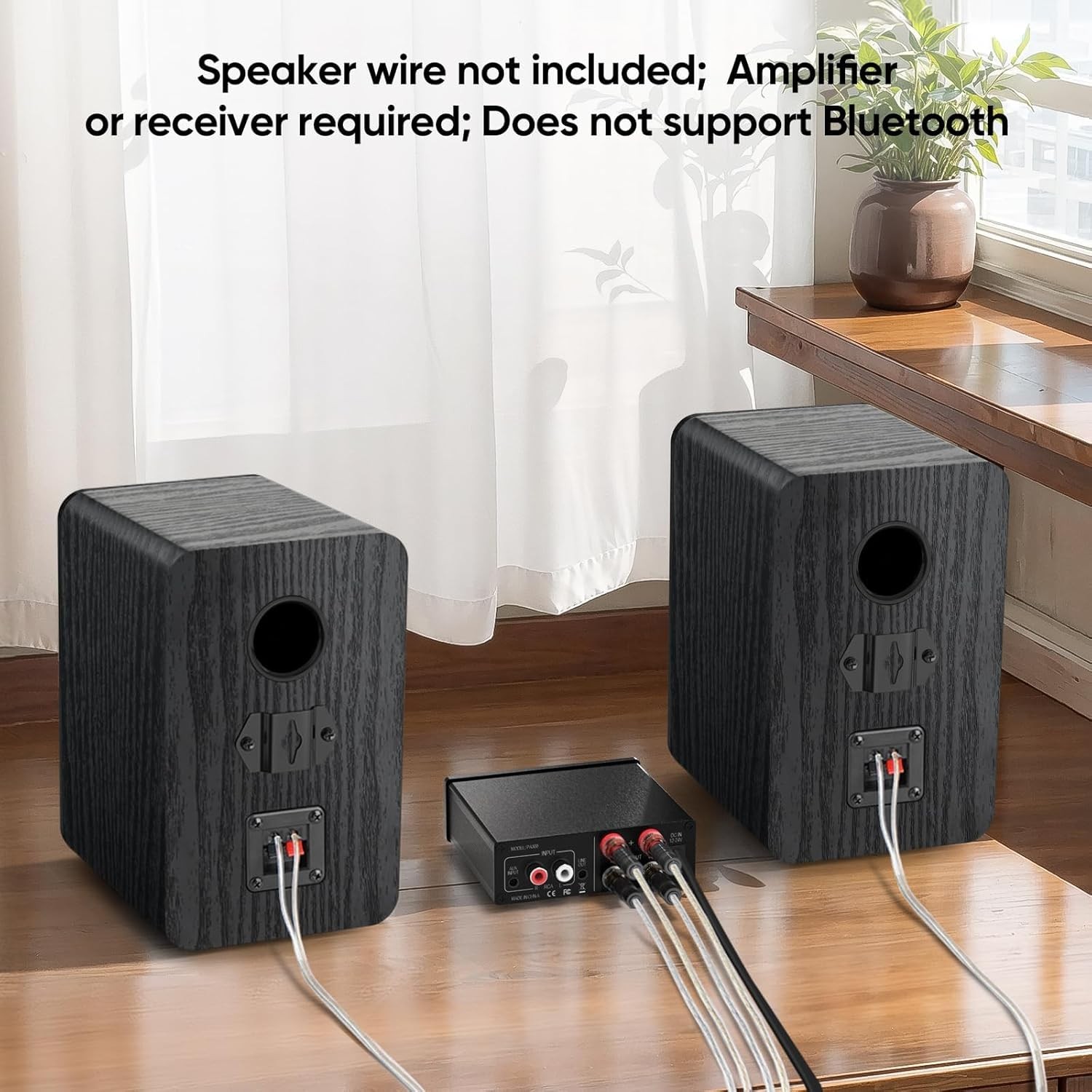 Passive Bookshelf Speakers, 2-Way 3.5" Woofer Black