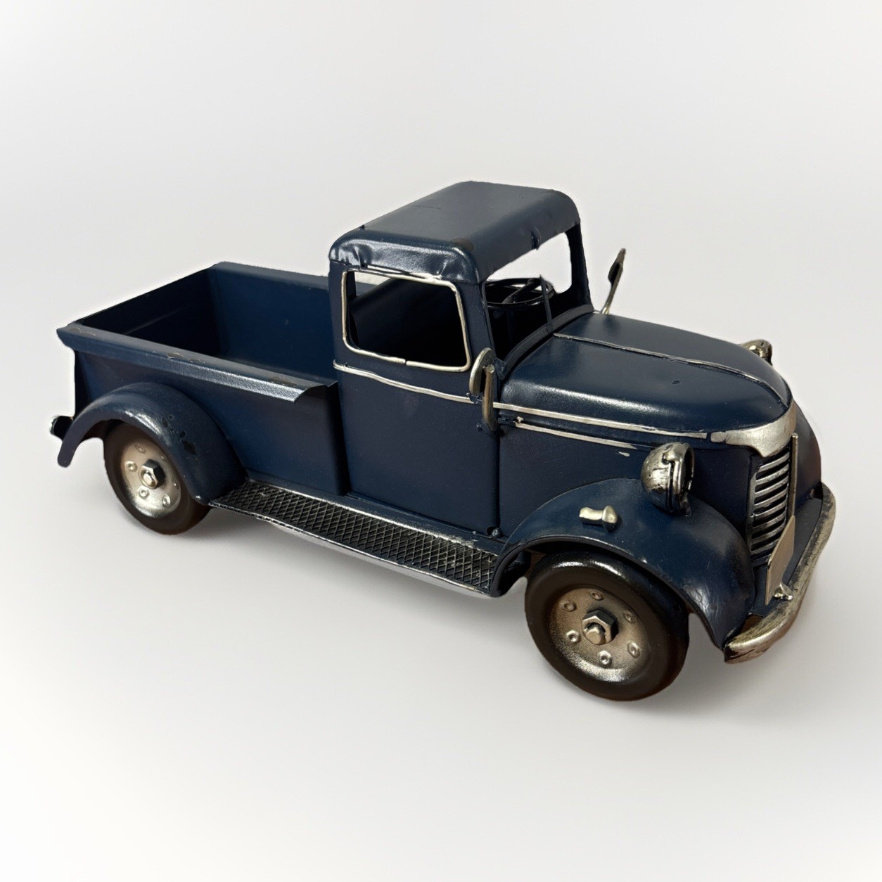 Primitive BLACK PICKUP TRUCK Vtg Style FARM Metal Figurine 12.5" Retro Look New