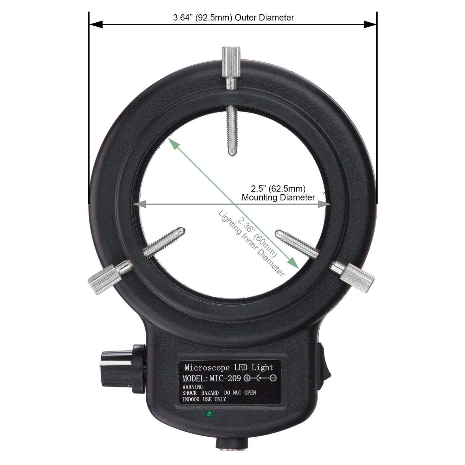 144 LED Intensity-Adjustable Ring Light Stereo Microscope Accessory Lamp Black